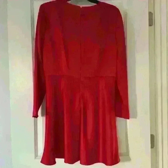 NWT Gianni Bini Raini Satin Tie Front Long Sleeve Dress. Color: Red Size… - Picture 5 of 5